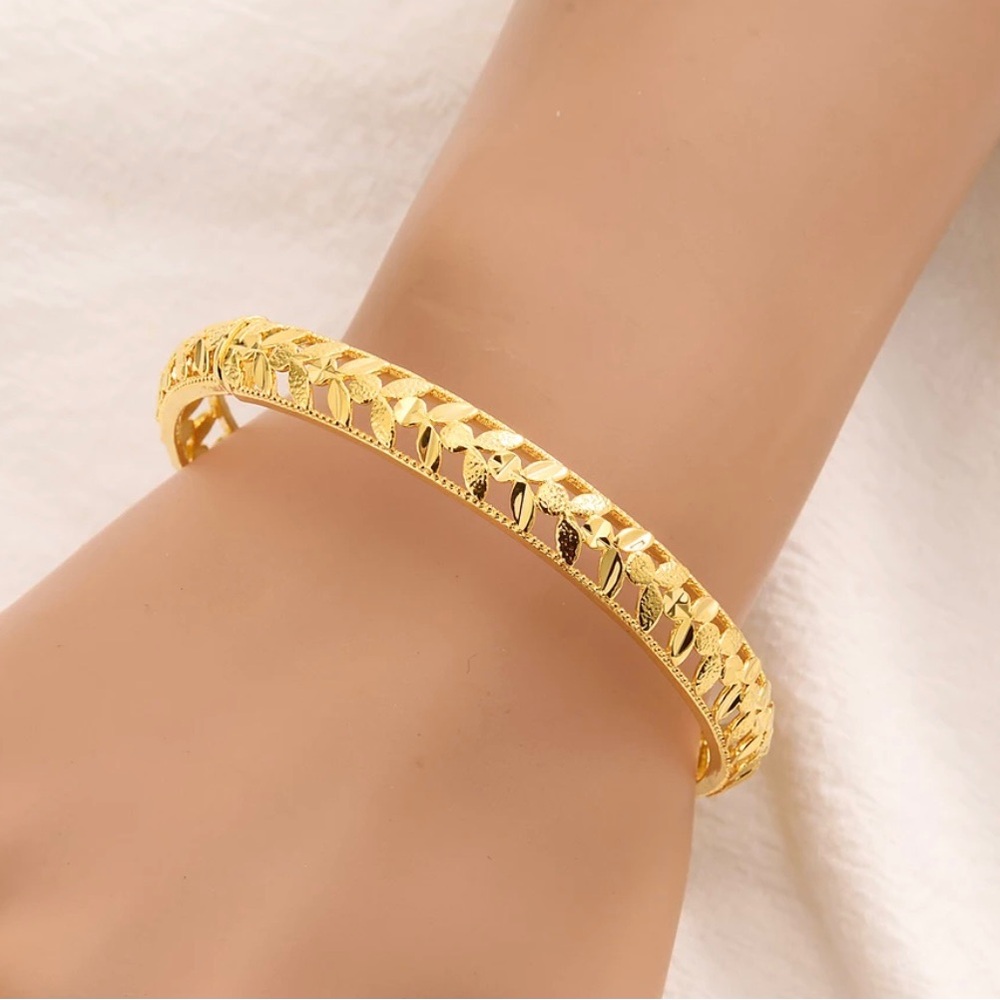 24K Plated Gold Bangle Bracelet Openable 2…